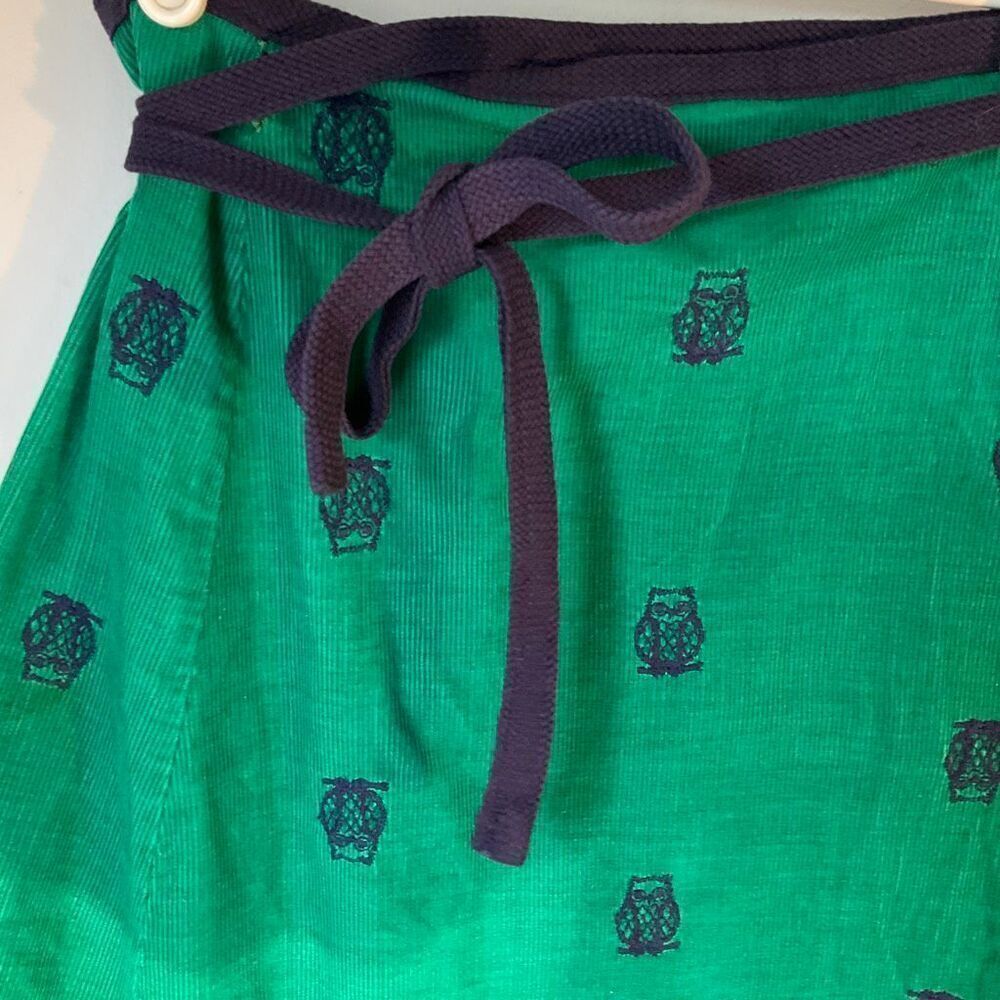 Vintage Mr Hank Corduroy Wraparound Owl Midiskirt. Green and Navy One Size - Picture 6 of 13